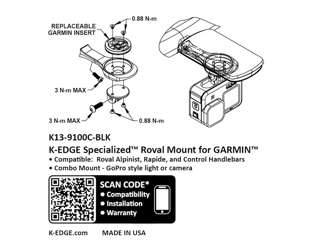 K-Edge Computer Combo Mount (Black) (Specialized Roval) (Garmin Insert) - view 4